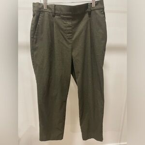 LOFT Women's Dress Pants Size Petite Olive Pleated Cropped Ankle Office Preppy